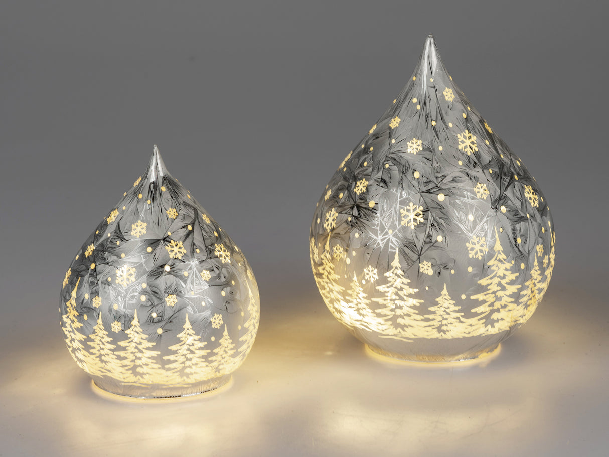 Formano LED-Dekoobjekt „Tropfen WINTERWALD“ – Champagner-Gold, 15,21 cm, mit Timer