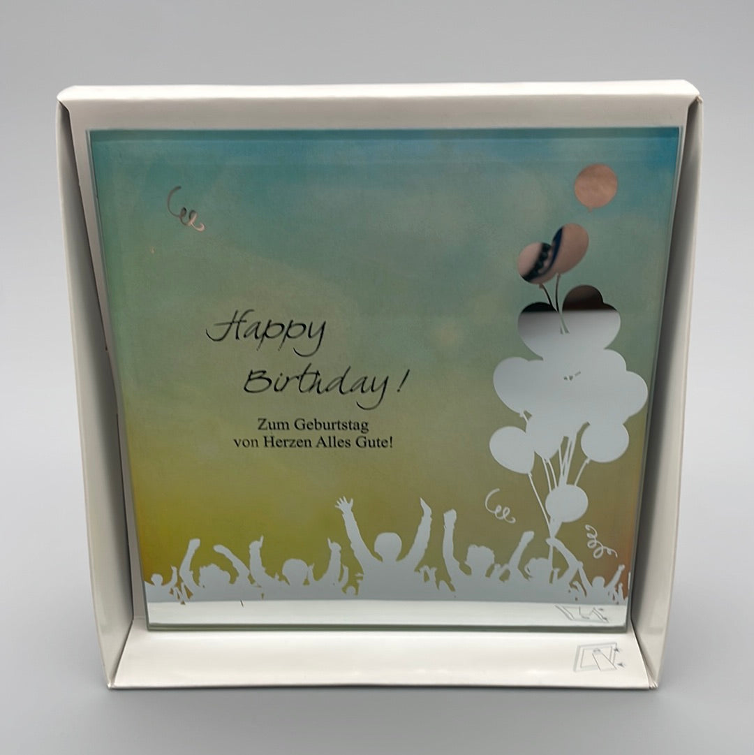 Glasplatte mit unterschiedlichen Sprüchen „Happy Birthday“ von Wimpelberg