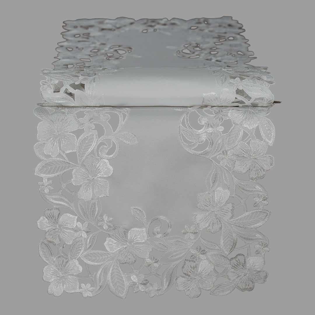 Deckenset „Blumen“ – Stickerei, champagner | Sommerdeko Tisch