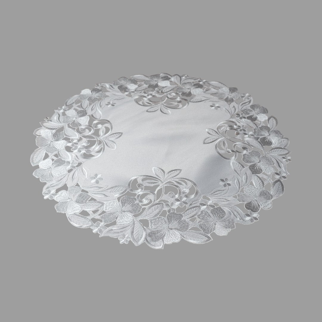 Deckenset „Blumen“ – Stickerei, champagner | Sommerdeko Tisch