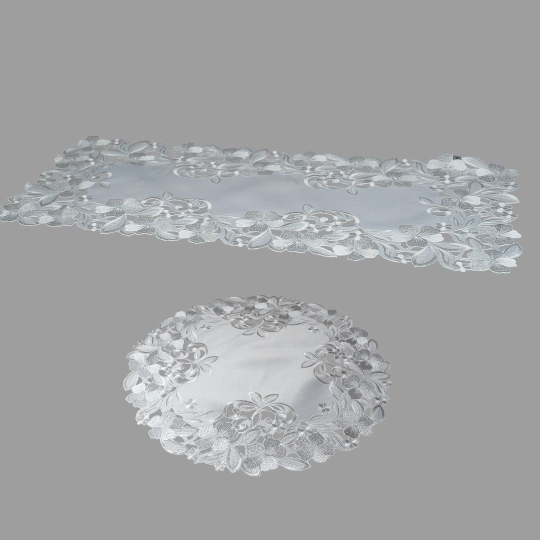 Deckenset „Blumen“ – Stickerei, champagner | Sommerdeko Tisch