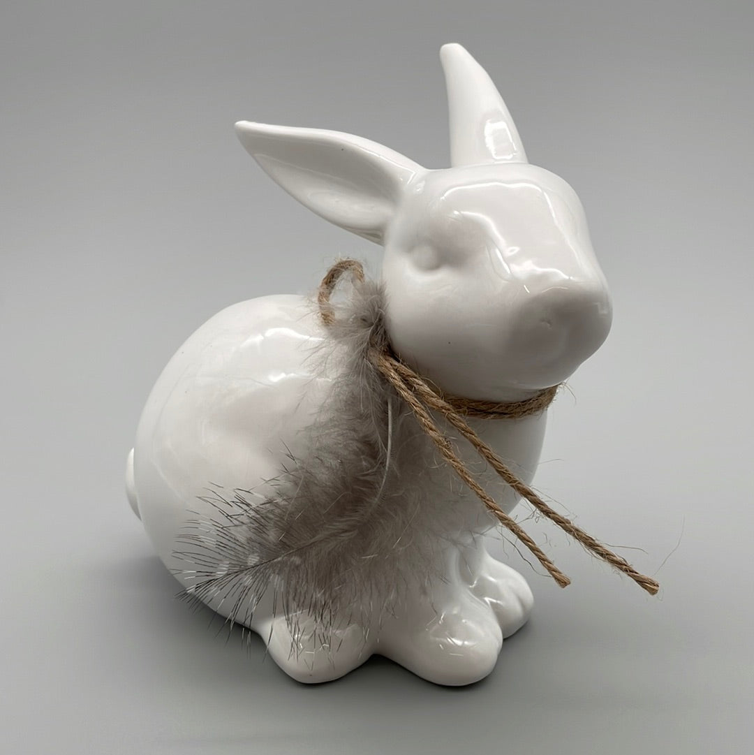 Keramik Osterhase weiß | Osterdeko weiß von Wimpelberg