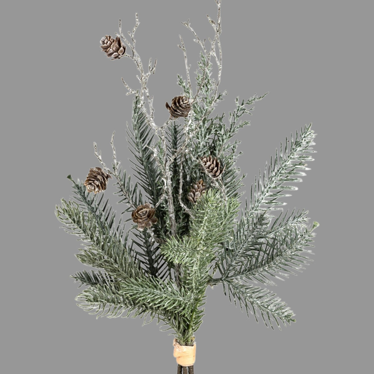 Tannenbündel Grün 40 cm mit Zapfen und Schneedekor | Kunstpflanzen Winter von Wimpelberg