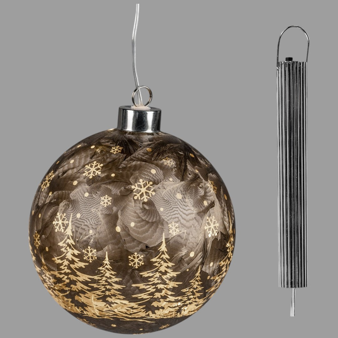Deko Hänger Kugel "Frosty-Braun" mit LED-Licht + Timer | Deko hängend von Wimpelberg