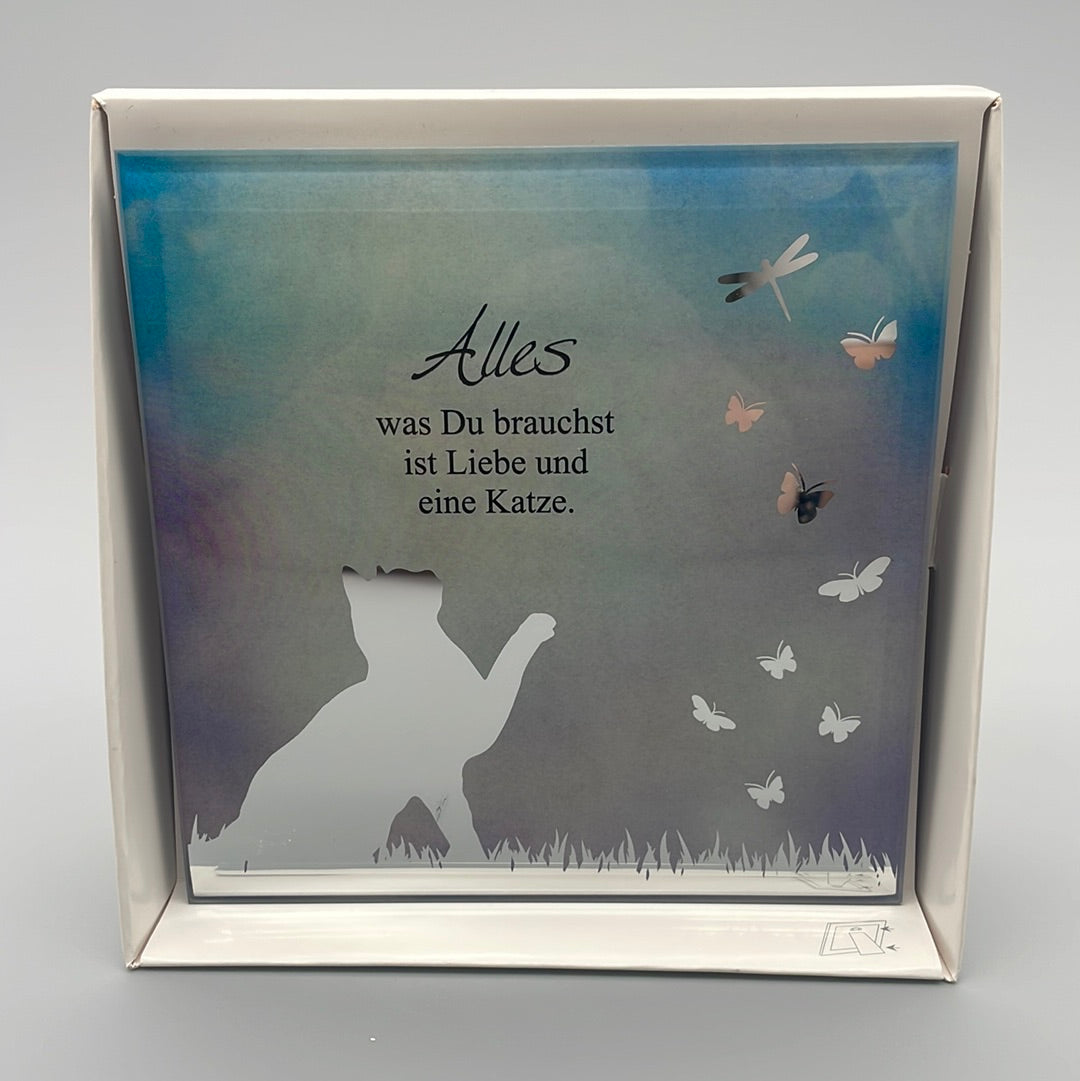 Glasplatte mit unterschiedlichen Sprüchen „Alles“ von Wimpelberg