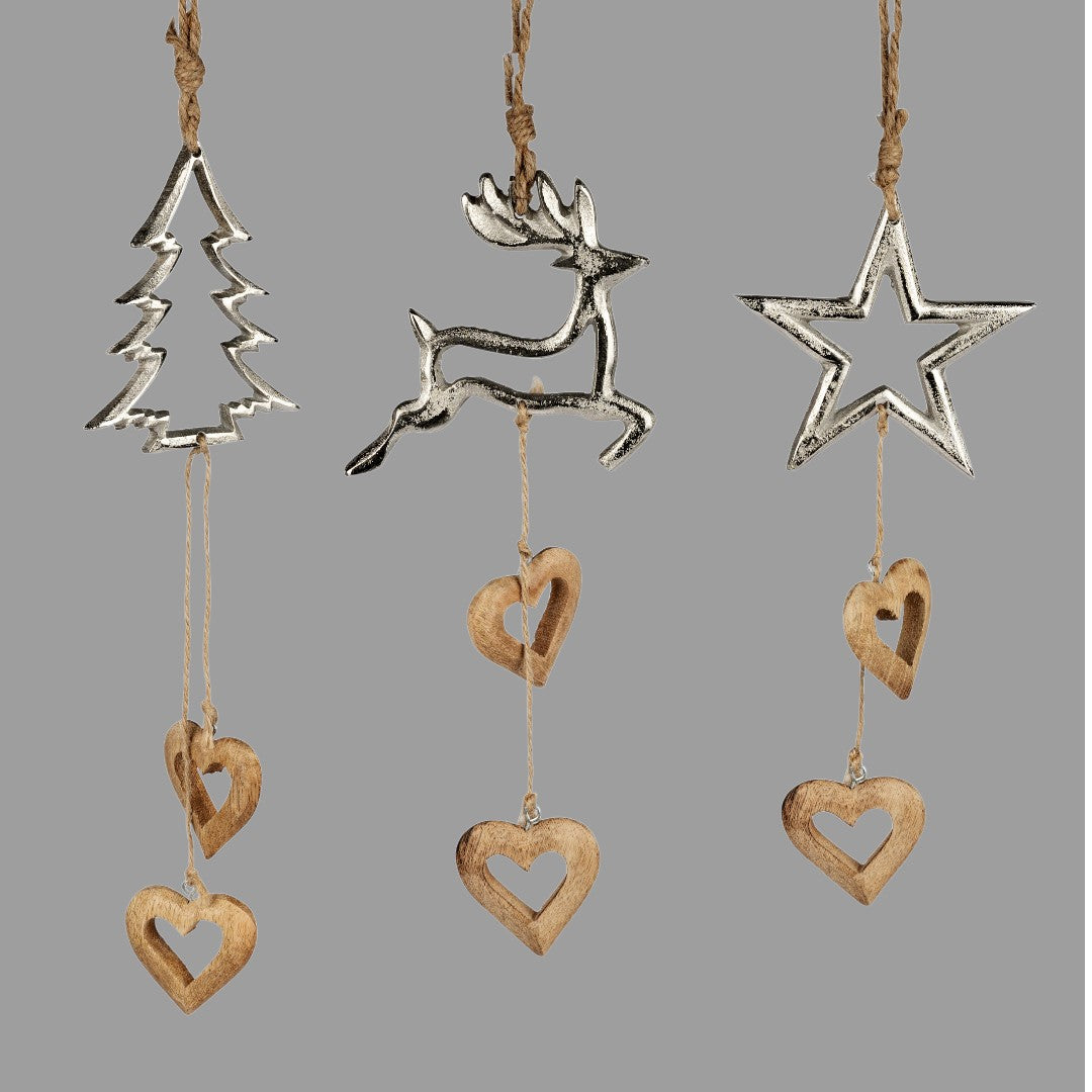 Formano Deko-Hänger aus Mangoholz und Aluminium – Winter Hängedeko
