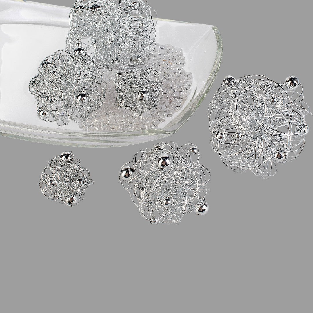 Deko-Kugel aus Silberdraht | Dekoobjekt Deko Tischdekoration