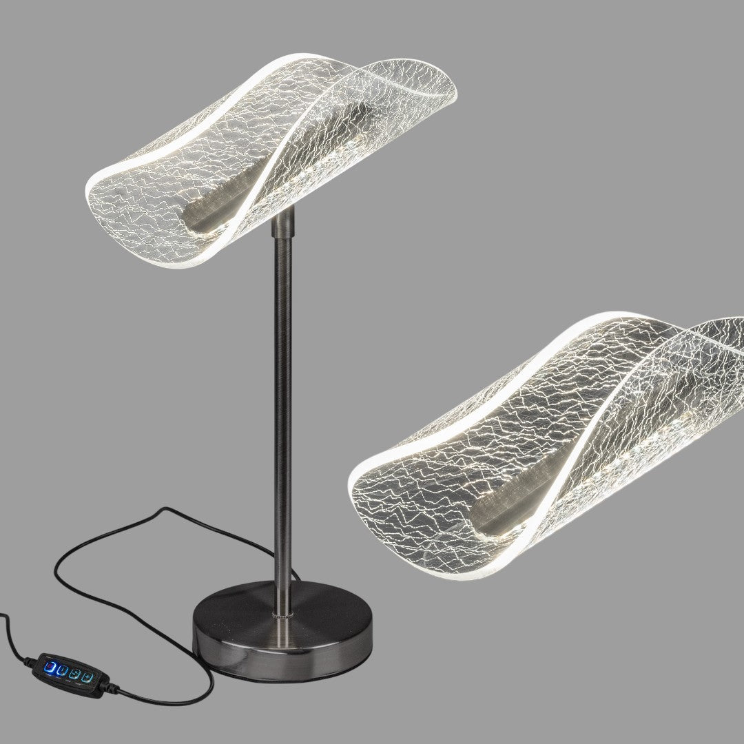 Moderne Formano LED Tischlampe „WELLE“ – Acryl und Metall, 39 cm