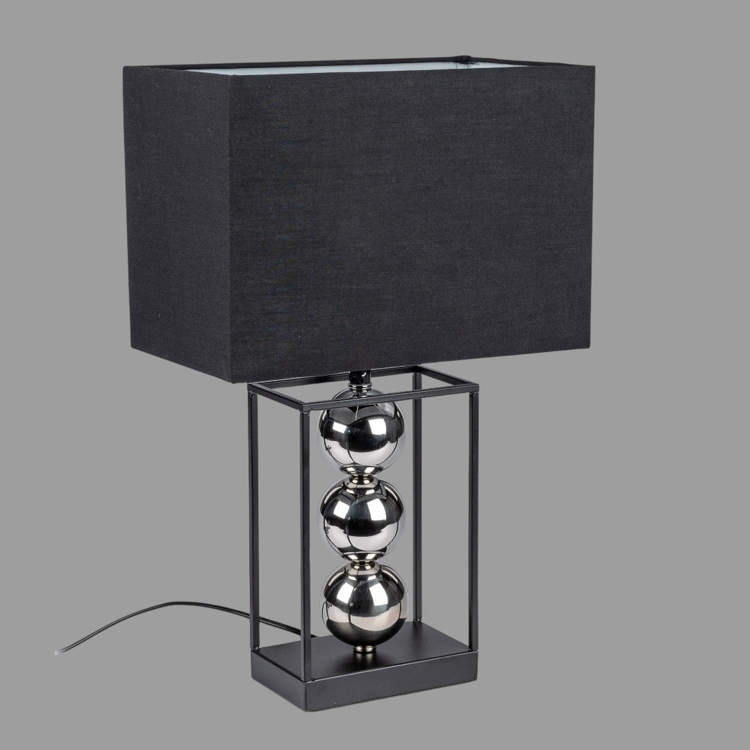 Formano Deko Tischlampe eckig – 46 cm, Schwarz-Silber