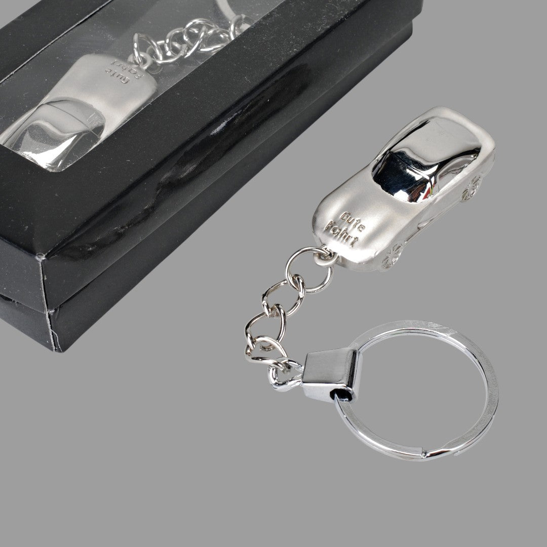 Formano Schlüsselanhänger „Auto – Gute Fahrt“ – Silber, Zink