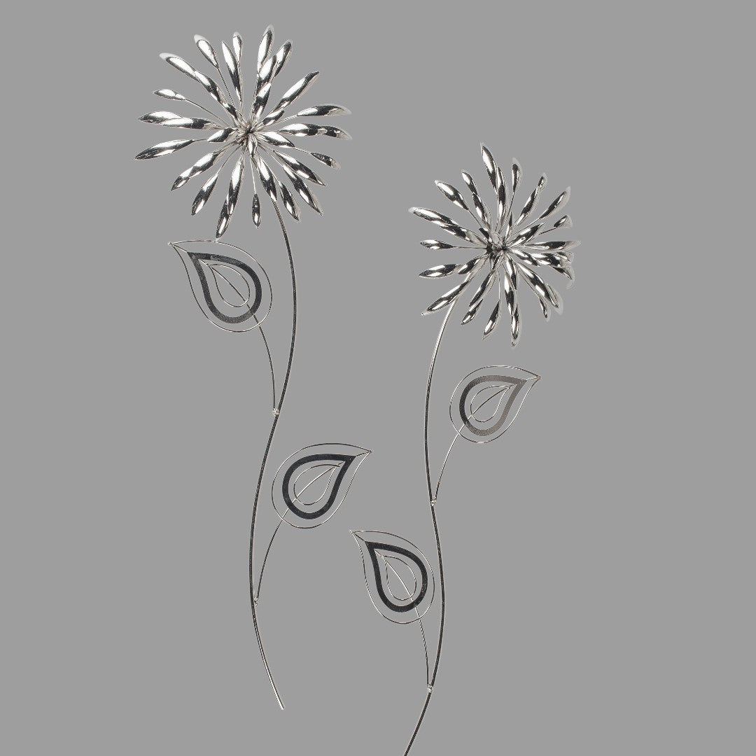 Formano Wanddeko „Blumen“ – 3D-Optik, Metall silber, 60 cm
