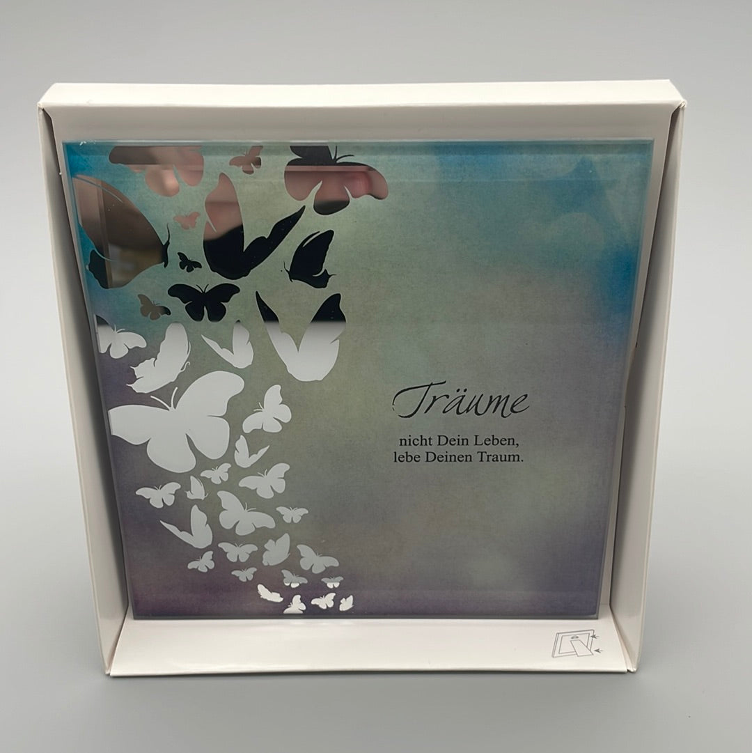 Glasplatte mit unterschiedlichen Sprüchen „Träume“ von Wimpelberg