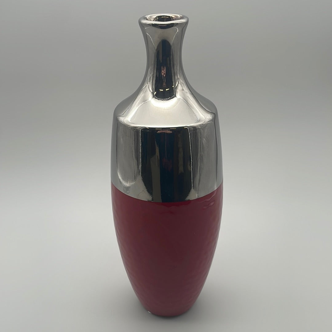 Deko Vase rot silber | Deko von Wimpelberg