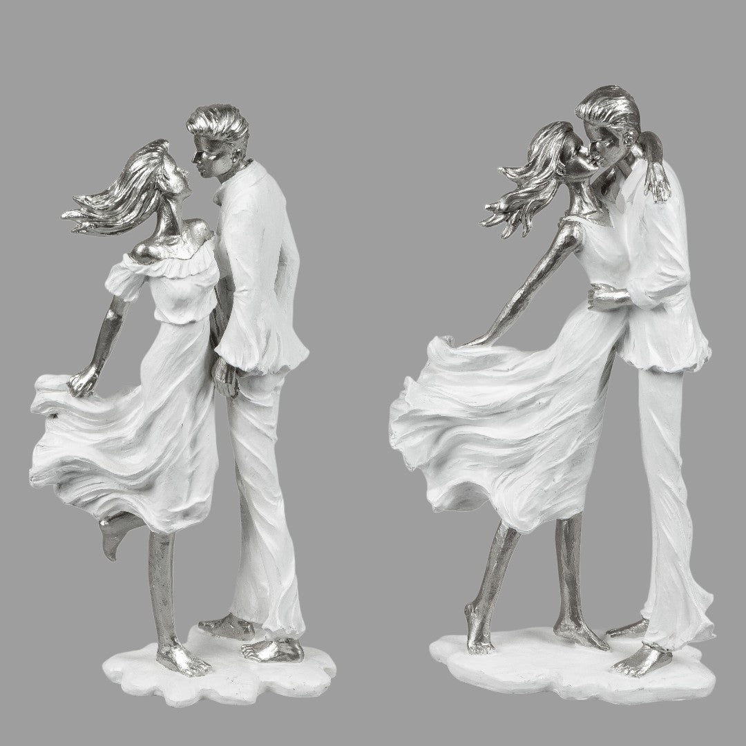 Formano Dekofigur „Paar“ – Weiß/Silber, 35 cm | Dekofiguren