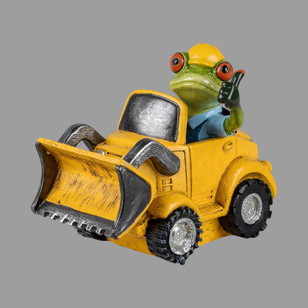 Dekofigur Froschmann Bauarbeiter mit Radlader – Formano Froschhausen