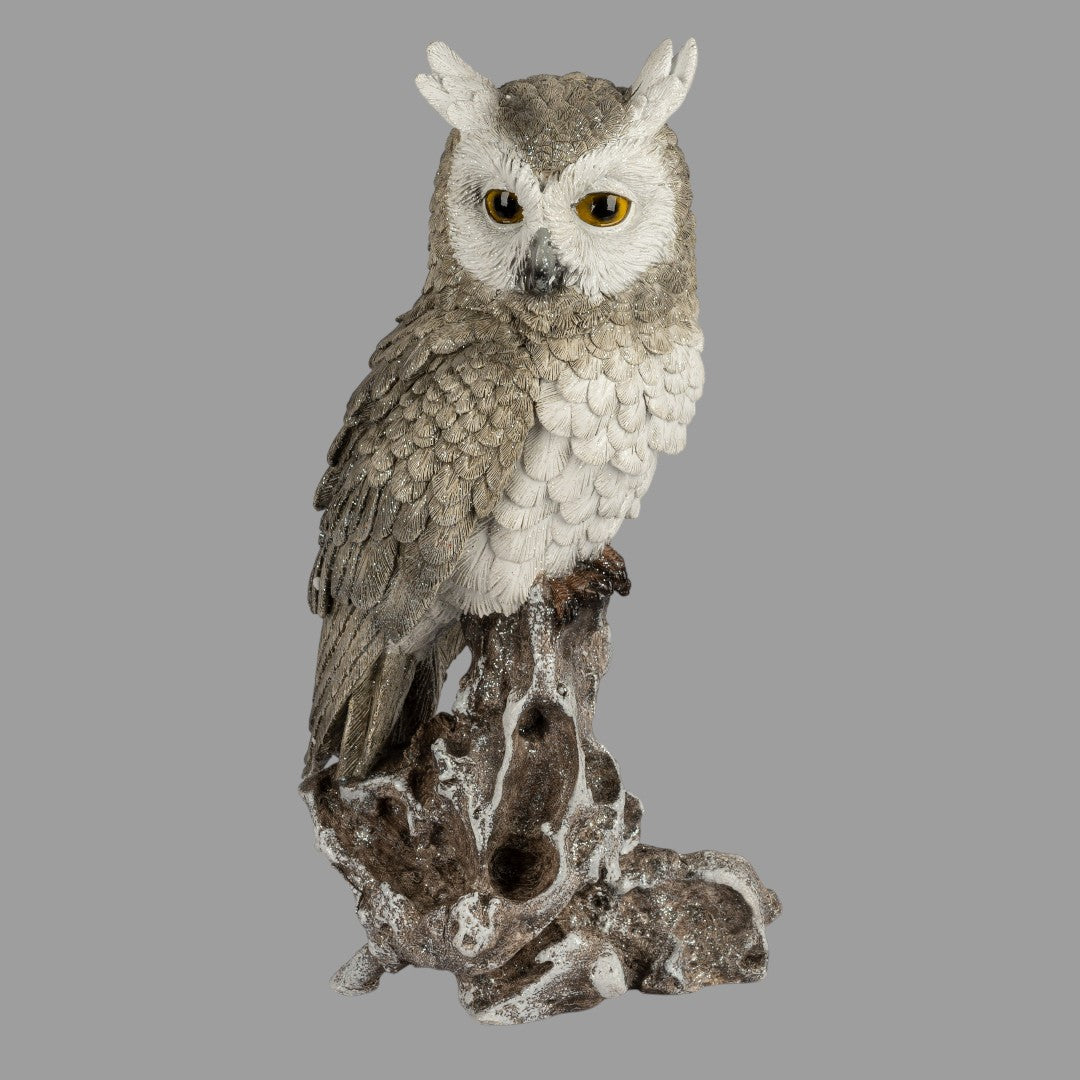 Formano Dekofigur „Eule WINTERZEIT auf Baumstamm“ – 32 cm
