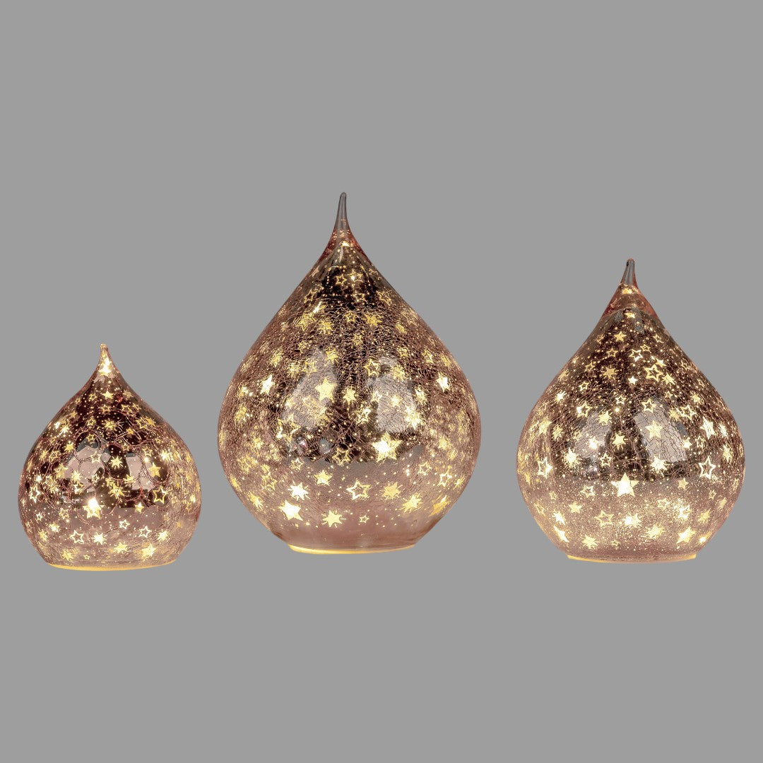 Formano LED-Dekoobjekt „Tropfen" – Roségold, 21 cm, mit Timer