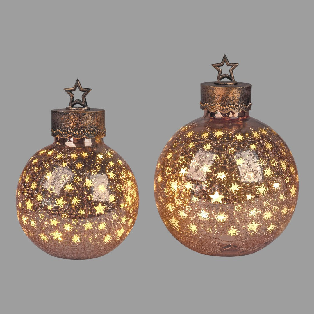 Formano LED-Deko-Weihnachtskugel „STERNE“ – Roségold, 35 cm, mit Timer