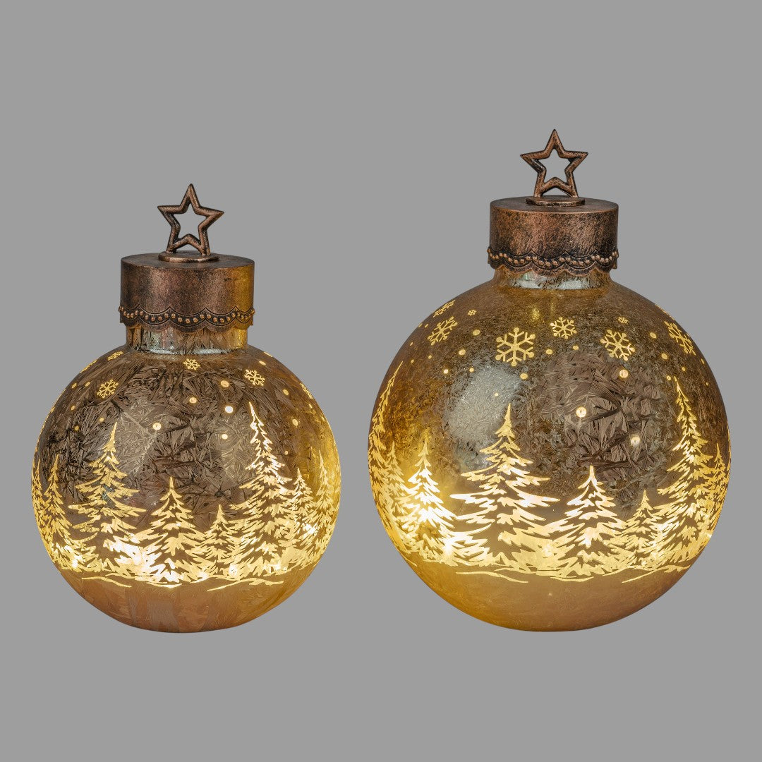 Formano LED-Dekoobjekte „FROSTY WINTERWALD“ – Gold, mit Timer