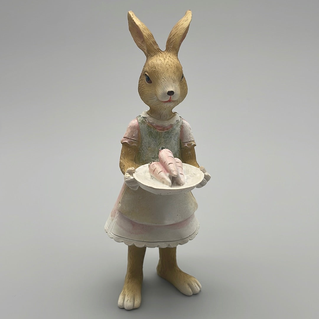 Deko Osterhasenfigur aus Kunststein | Deko für Ostern Hase mit Teller von Wimpelberg