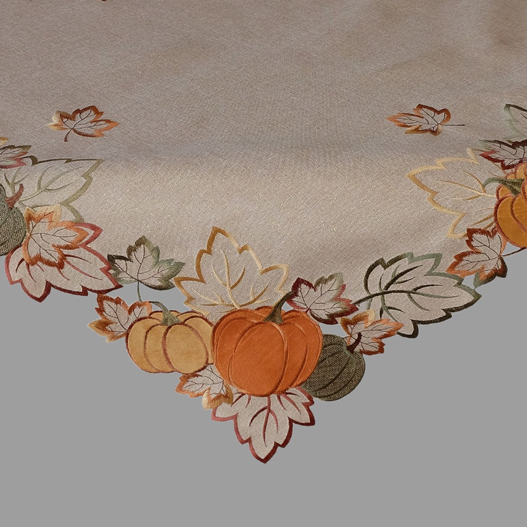 Deckenset "Kürbisse" Stickerei mit Lurex |