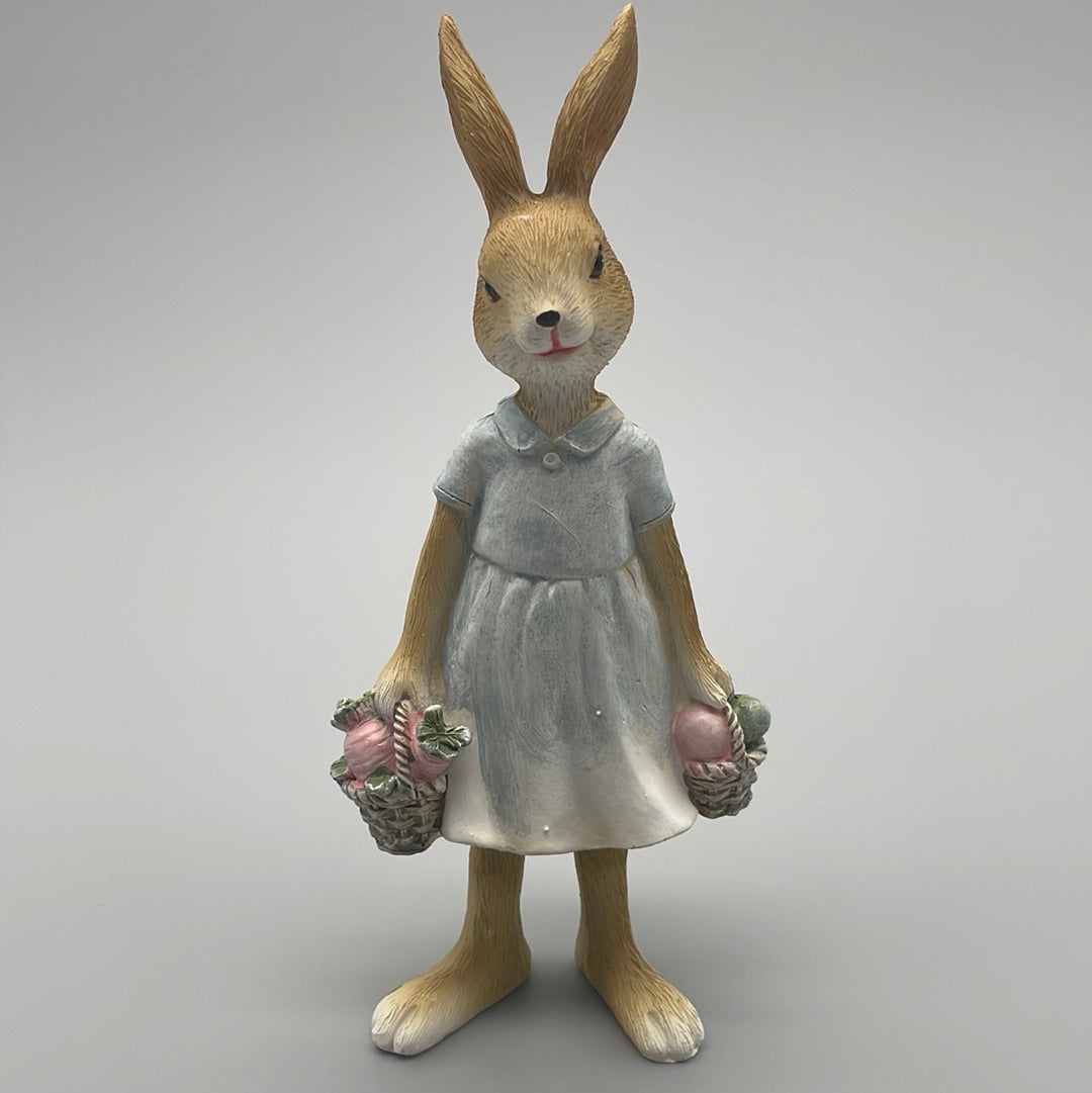 Deko Osterhasenfigur aus Kunststein | Deko für Ostern Hase mit Korb von Wimpelberg