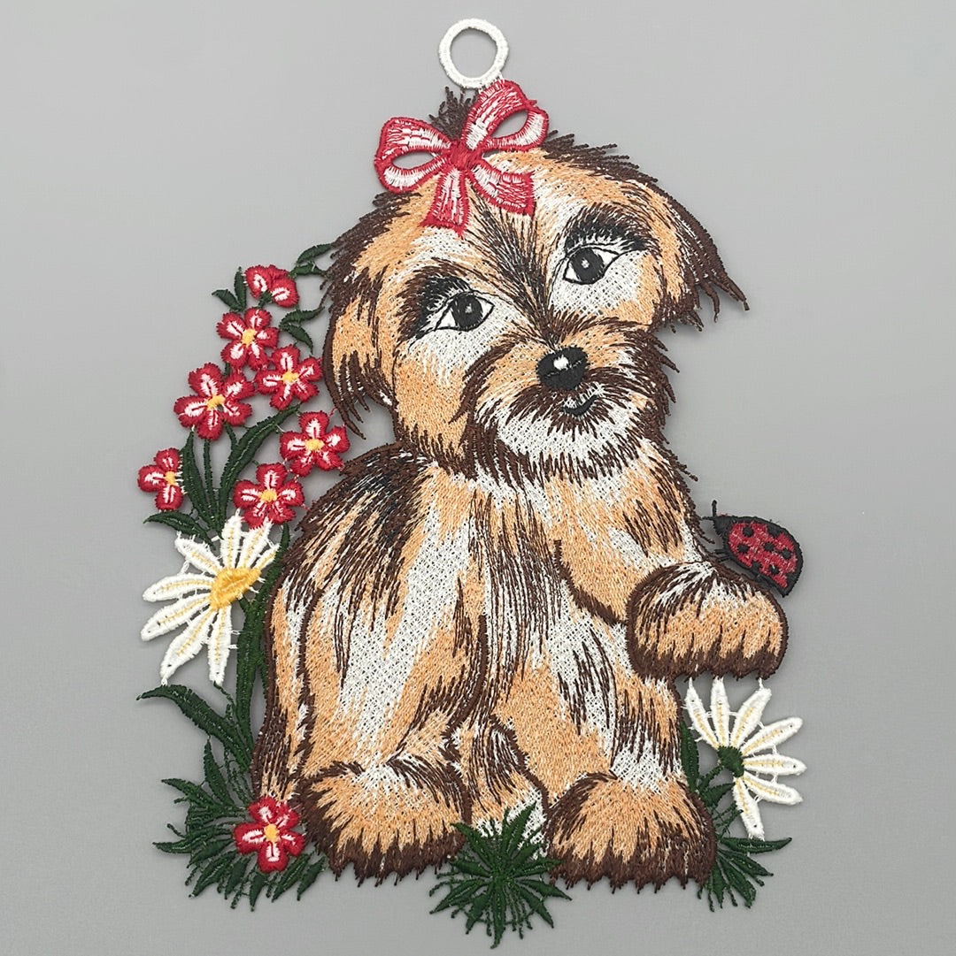 Fensterbild Hund mit Schlaufe | Fensterdeko für Hundefans von Wimpelberg