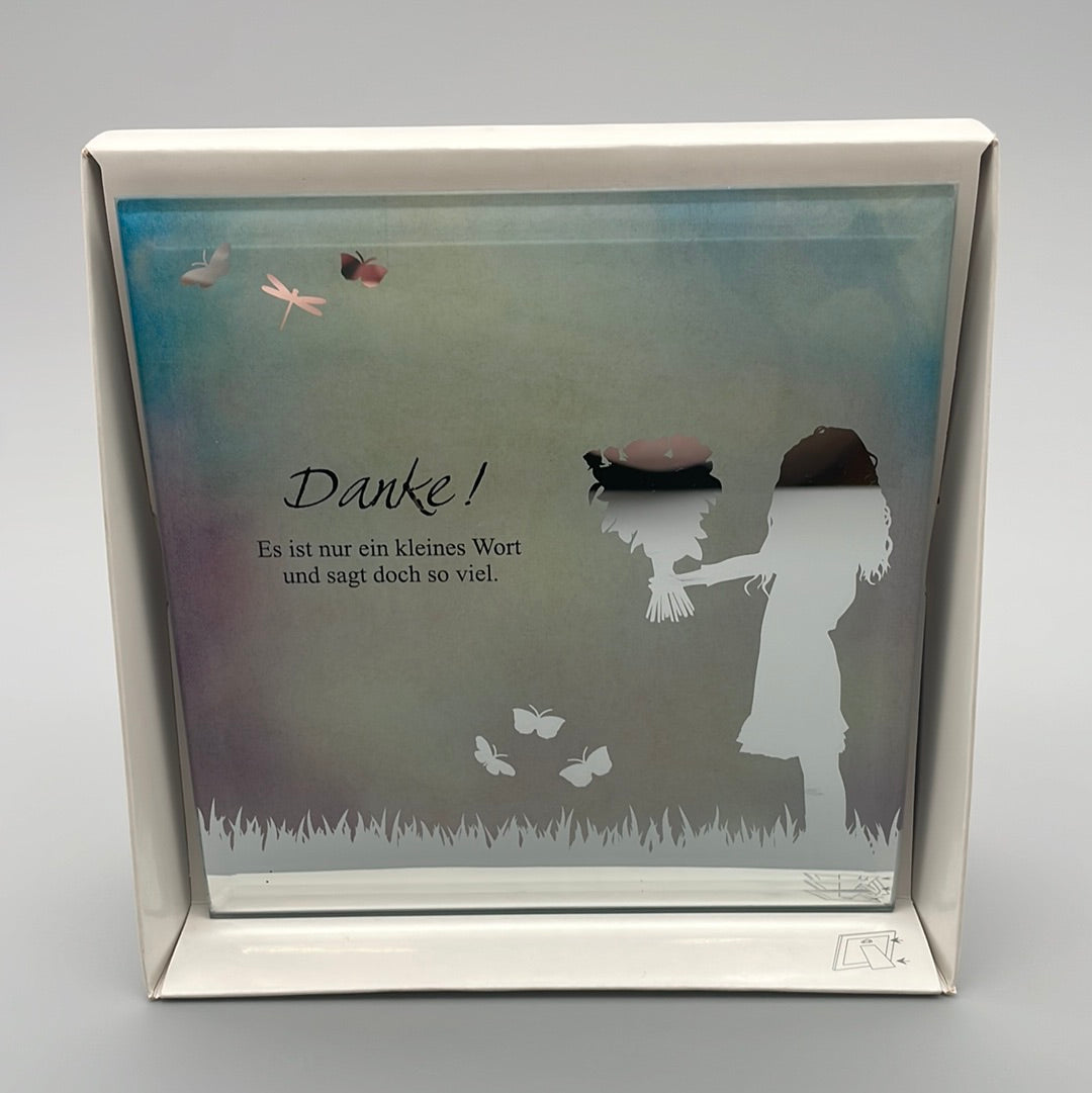 Glasplatte mit unterschiedlichen Sprüchen „Danke“ von Wimpelberg