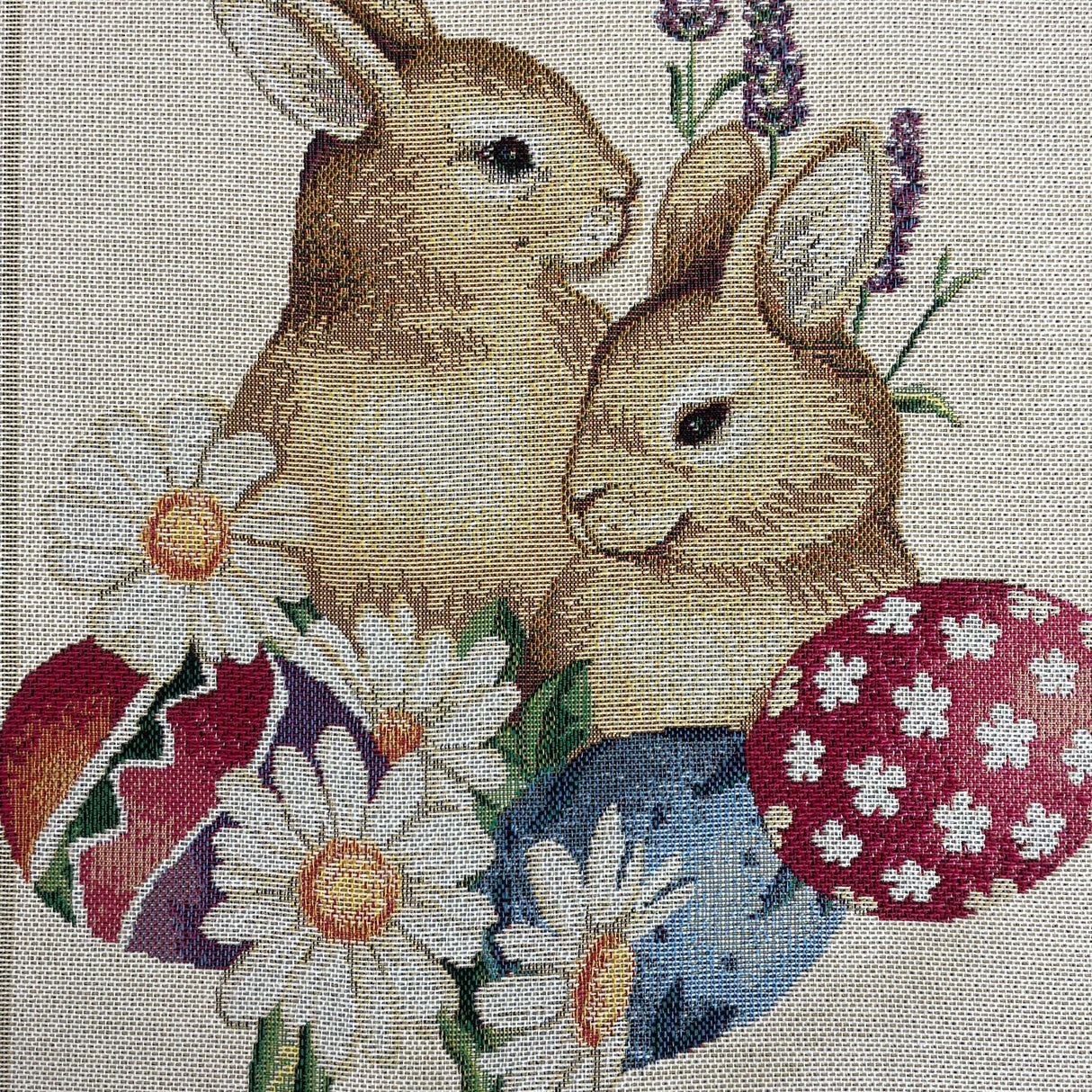 Läufer 45x140cm mit schmalem Saum Gobelin Mimbre/Osterhasen | Osterläufer von Wimpelberg