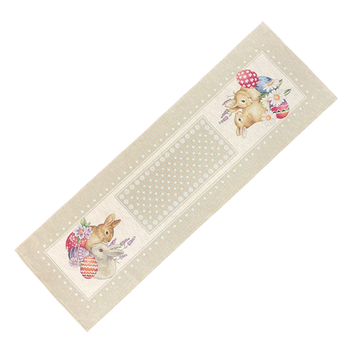 Läufer 45x140cm mit schmalem Saum Gobelin Mimbre/Osterhasen | Osterläufer von Wimpelberg