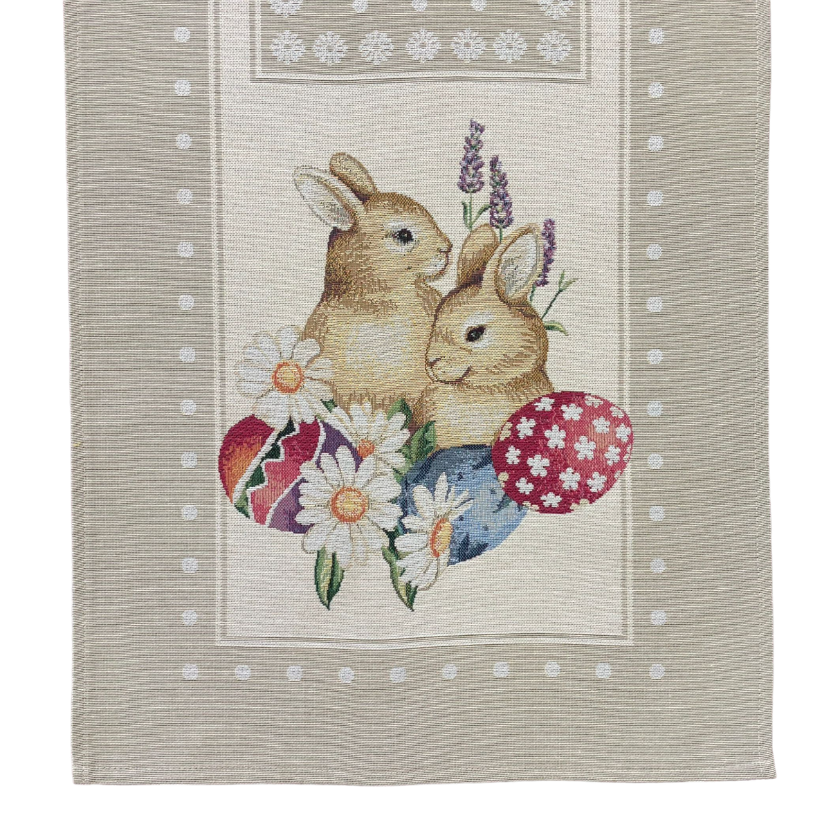 Läufer 45x140cm mit schmalem Saum Gobelin Mimbre/Osterhasen | Osterläufer von Wimpelberg