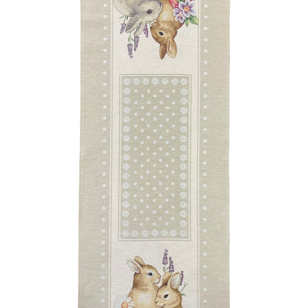 Läufer 45x140cm mit schmalem Saum Gobelin Mimbre/Osterhasen | Osterläufer von Wimpelberg