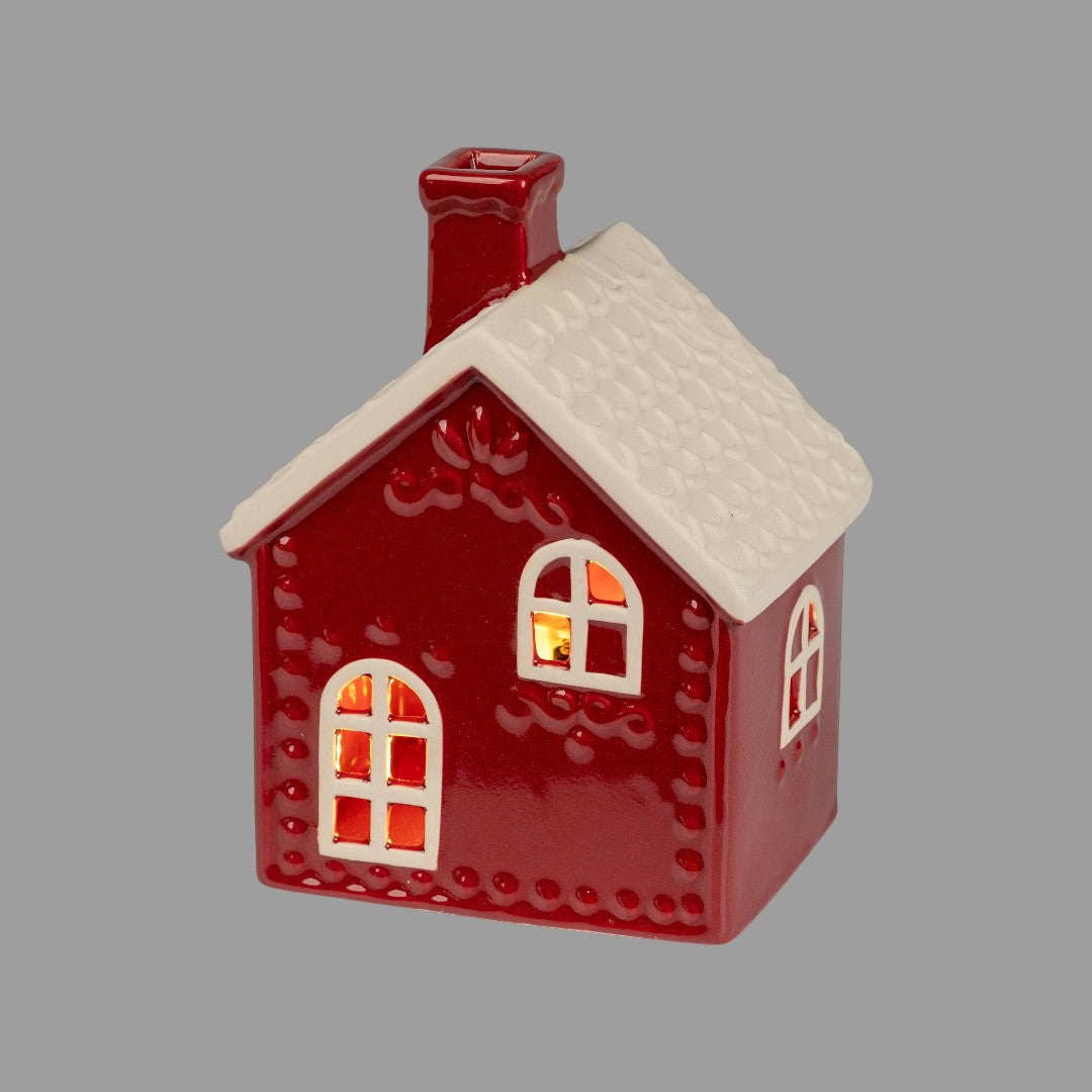 Formano Deko-Haus mit LED – 16 cm, handbemalt | Winterdeko