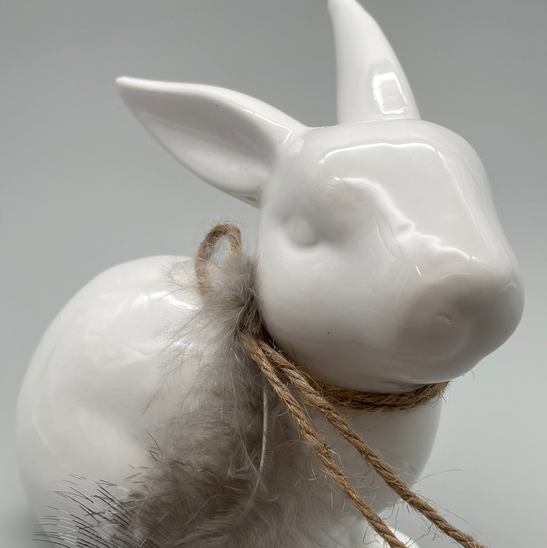 Keramik Osterhase weiß | Osterdeko von Wimpelberg
