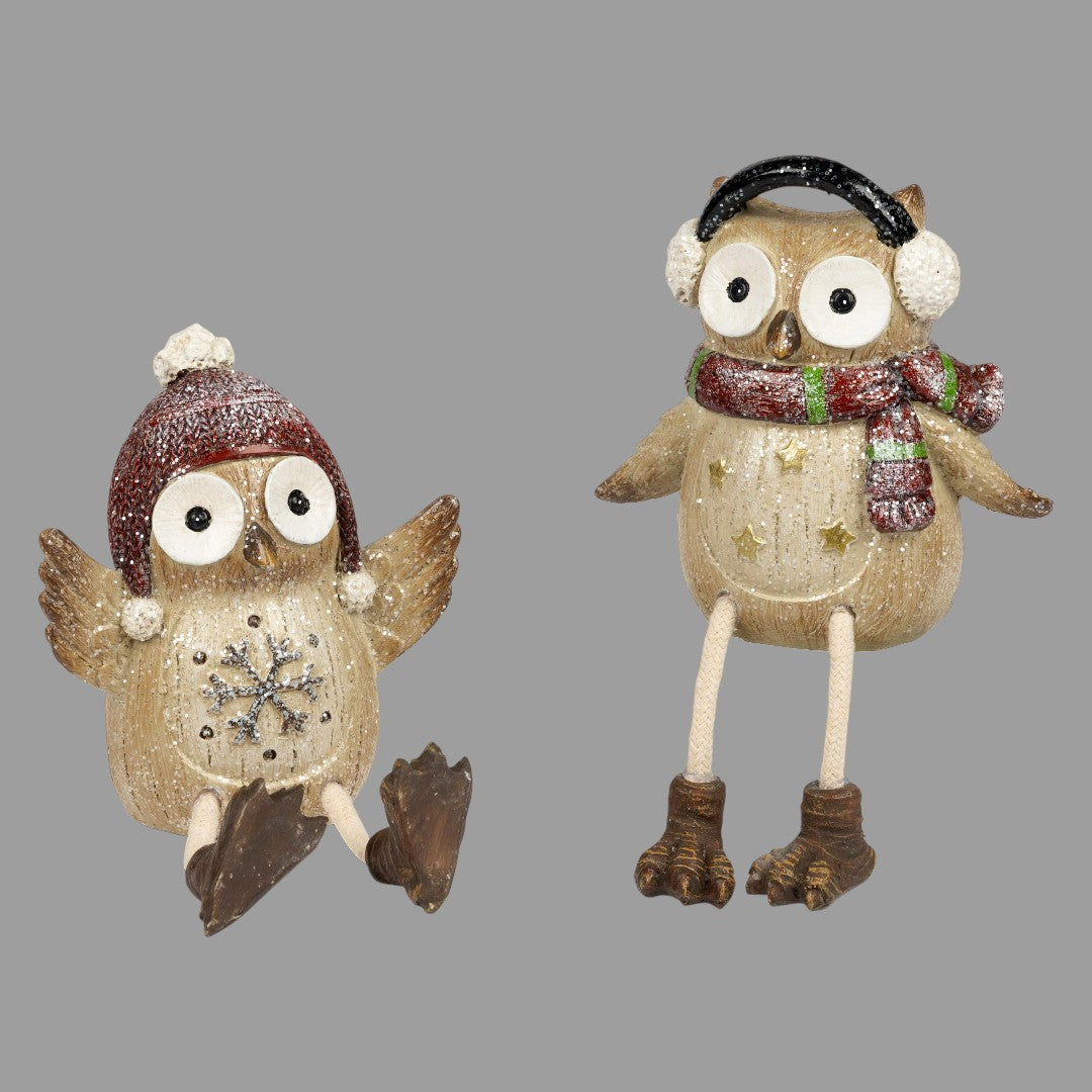 Formano Dekofigur „Eule sitzend“ – 10 cm, Winterrot, Kantensitzer