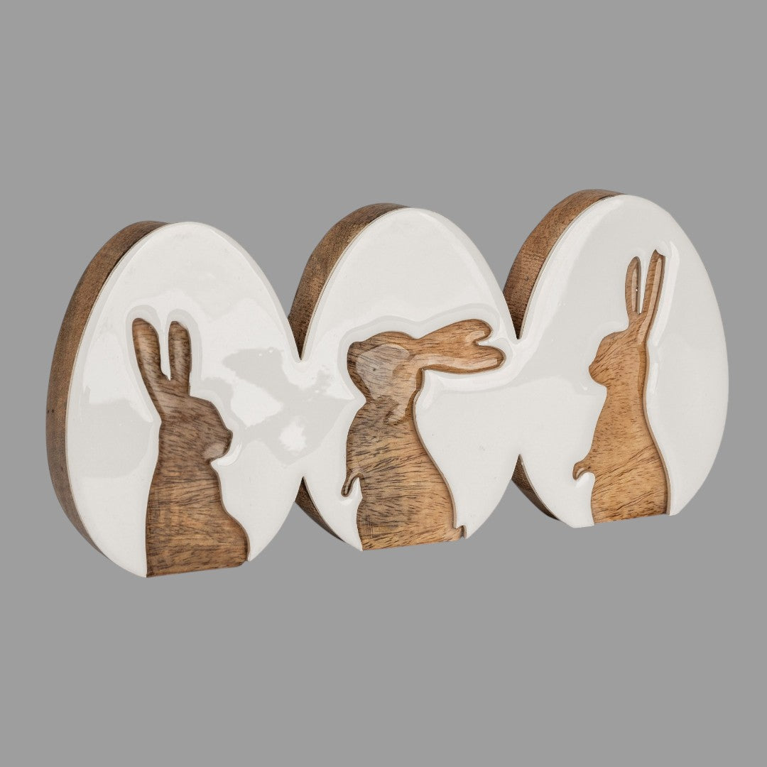 Formano Deko Eier mit Hasen - Mango-Holz, Osterdeko