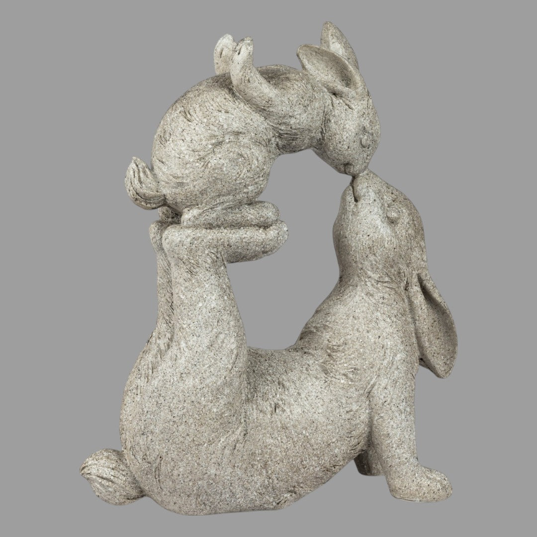 Formano Deko Hase mit Baby - Stone-Weiß, Osterdeko