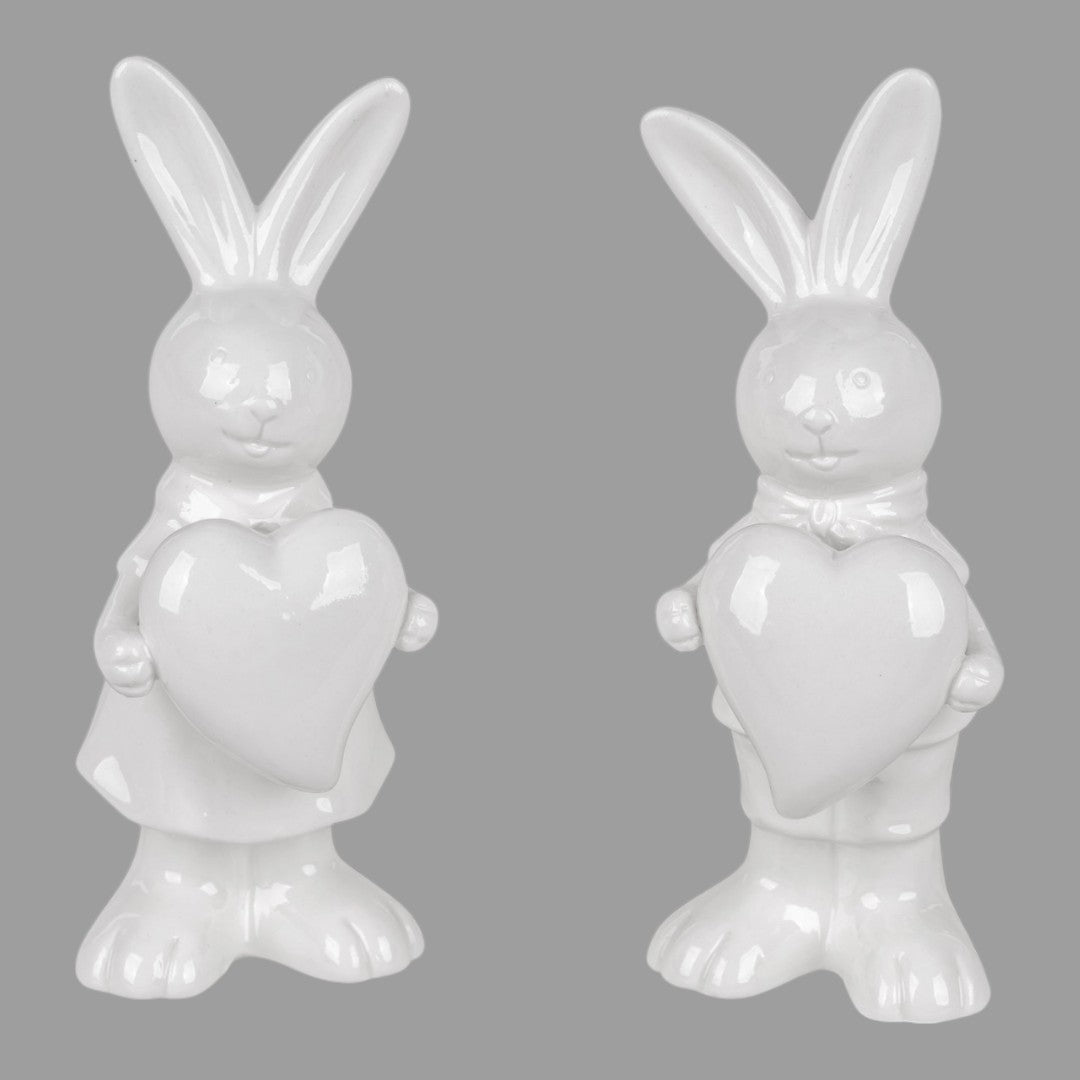 Formano Deko Hase mit Herz - Porzellan in Weiß, Osterdeko