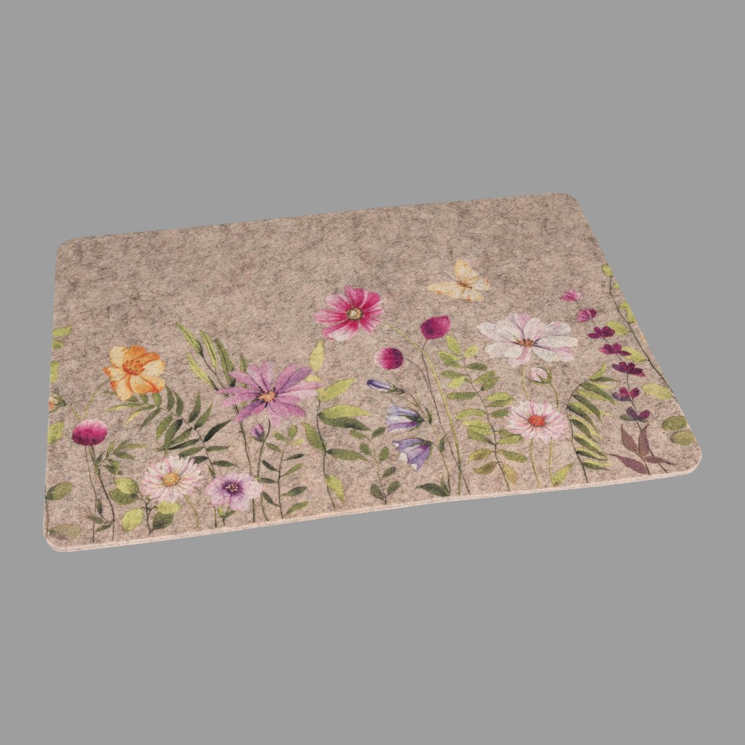 Formano Deko Platzset eckig - Filz mit Blumen, Tischdeko