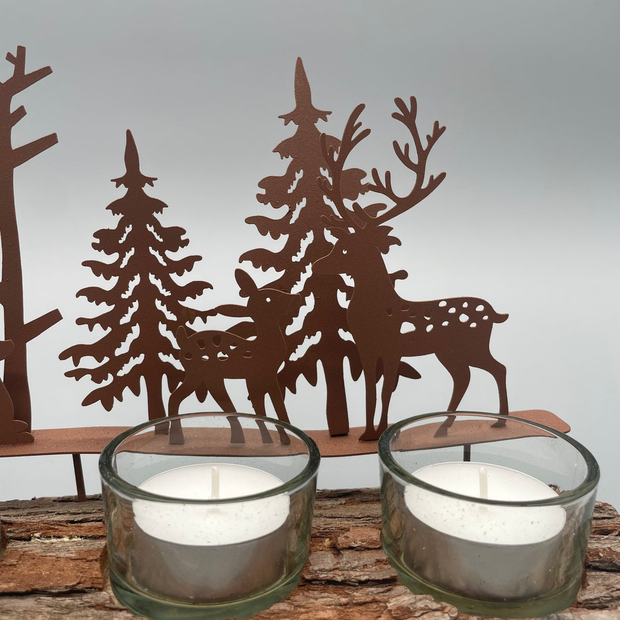 Tischleuchter 4-flammig 28x10 cm aus Holzrinde – Formano Winterdeko von Wimpelberg