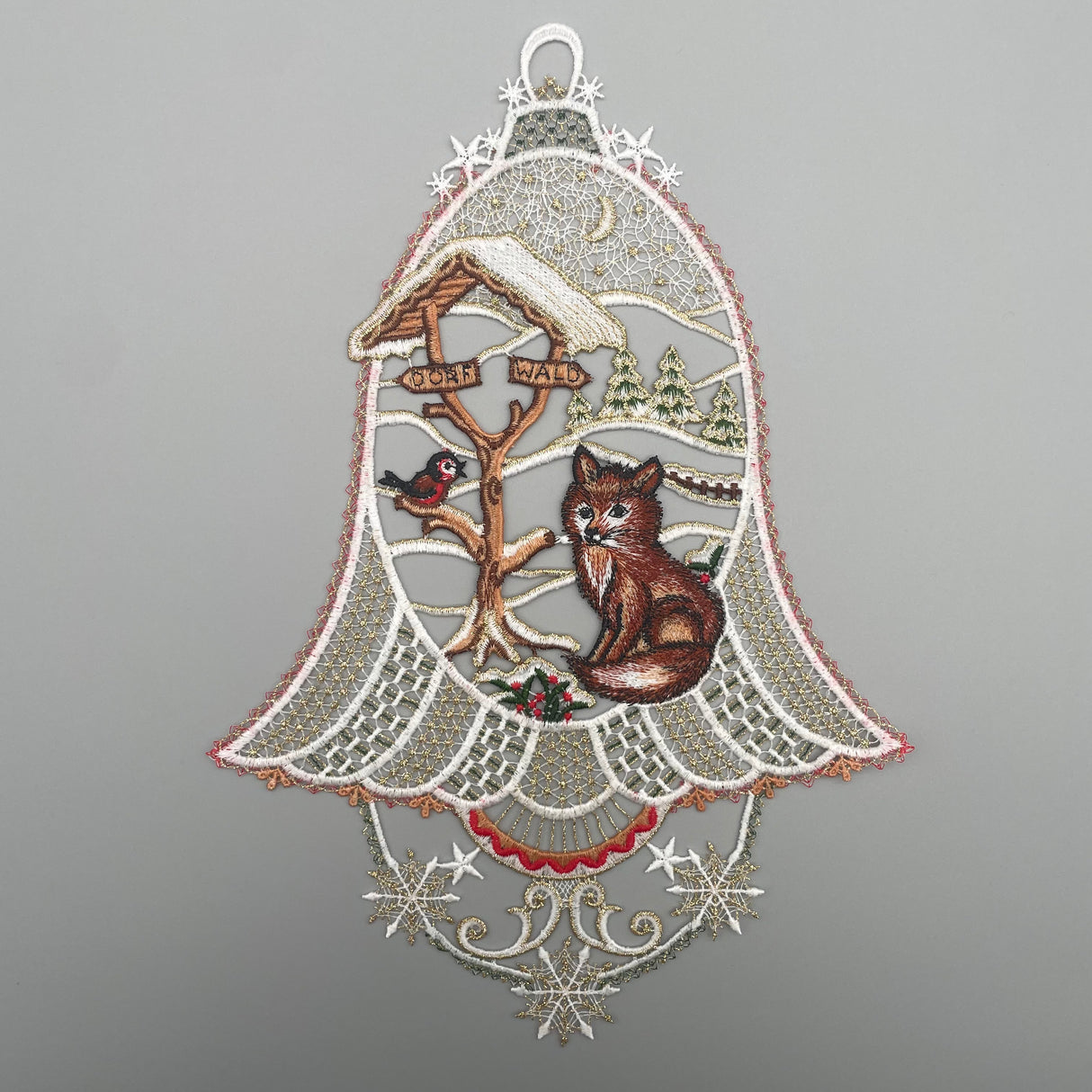 Fensterbild Weihnachten zum aufhängen Fuchs und Vogel von Wimpelberg