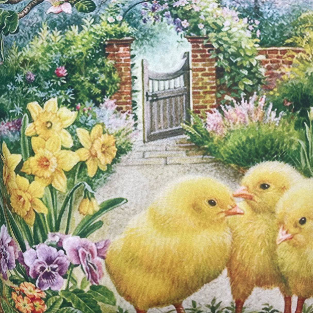 Kissenhülle Frühling Garten und drei Küken - 40x40cm von Wimpelberg