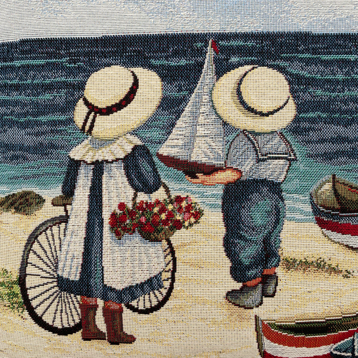 Kissenhülle 45x45cm Gobelin "Strandidylle Strandkinder" | Kissenbezug Sommer Strand von Wimpelberg