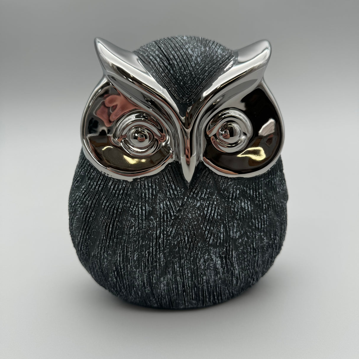Deko-Eule Anthrazit-Silber – 17 cm aus Keramik | Eulen Dekoration von Wimpelberg