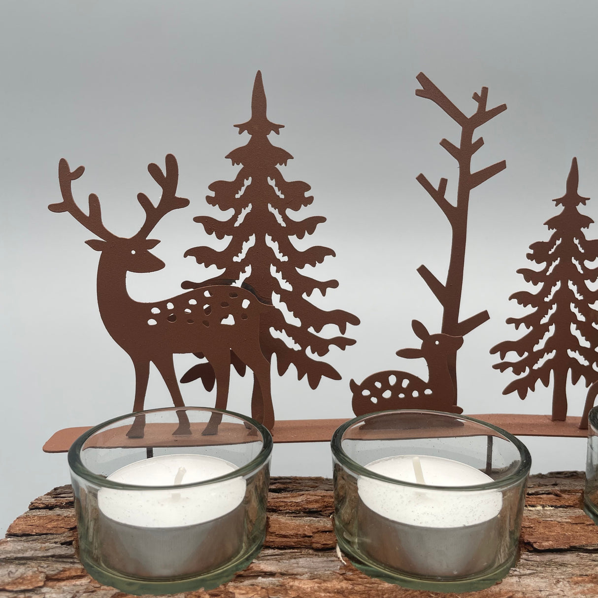 Tischleuchter 4-flammig 28x10 cm aus Holzrinde – Formano Winterdeko von Wimpelberg