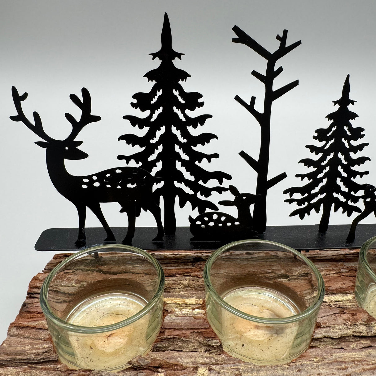 Tischleuchter 4-flammig 28x10 cm aus Holzrinde – Formano Winterdeko von Wimpelberg