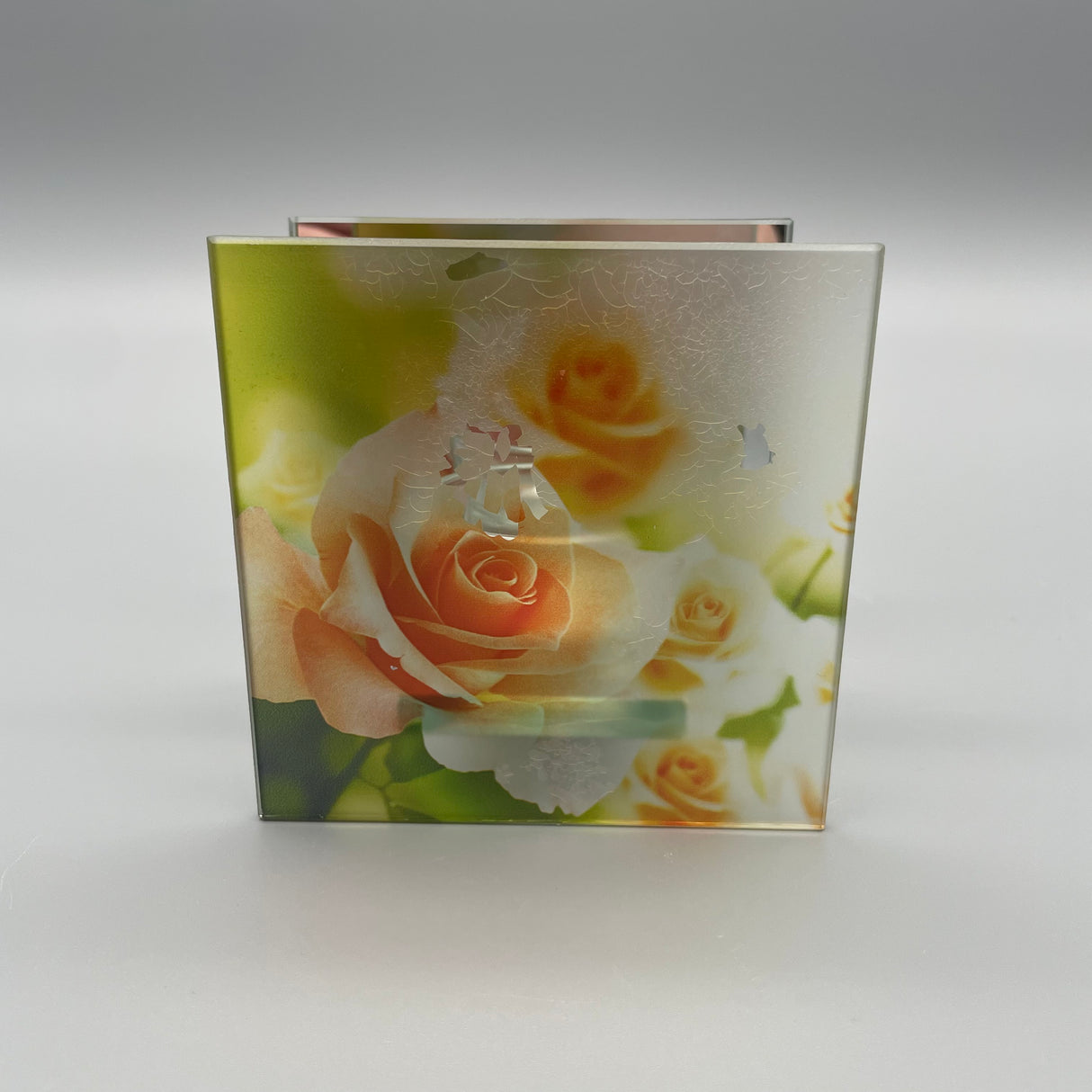Windlicht Glas "Rosendekor" Quadrat 10x10cm von Wimpelberg