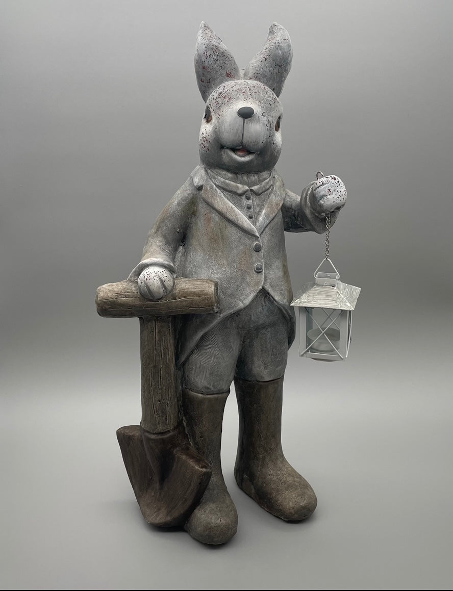 Deko Hase groß mit Laterne und Schaufel von Wimpelberg