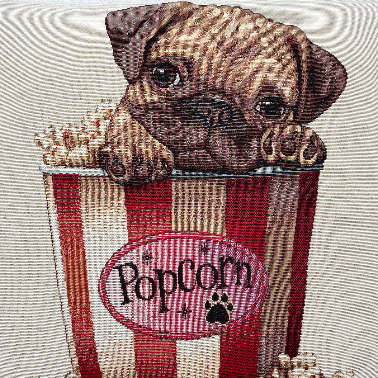Kissenhülle Gobelin Popcorn 45x45cm | Kissenbezug Hund Popcorn von Wimpelberg