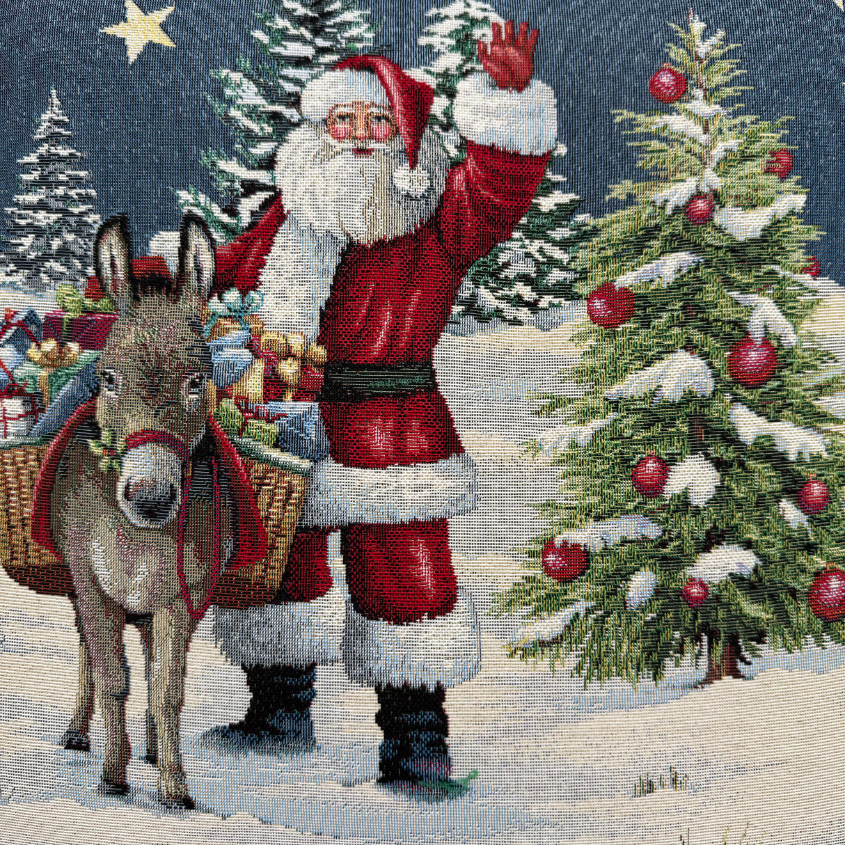 Kissenhülle "Santa-Santa-Pferd" und "Santa-Santa-Esel" 45x45 cm – Gobelin Weihnachten von Wimpelberg